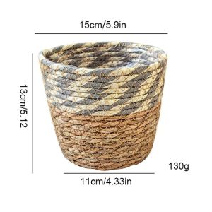 GTRBFDS Handmade Woven Woven Straw Plant Basket Rattan Straw Plant Containers Rattan Flower Pot Vintage Storage Basket