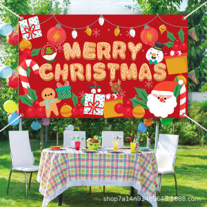 Christmas Banner Background Cloth   Holiday Party Decoration Scene Atmosphere Setup Customizable New Design