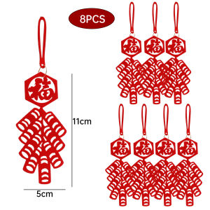 【🔥CNY 2025】Polocat 6pcs Chinese New Year Outdoor Scene Layout Flocking Red Decor Decoration Festival Bonsai Money Tree Pendant(In stock) ship wthin 24 hours