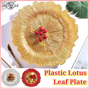 JACIRCLE 13Inch Gold Plastic Charger Plate Dinner Plate For Wedding Party And Home Decoration Dinnerware