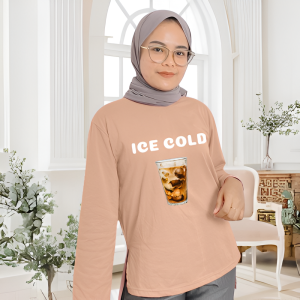Kaos Wanita Dewasa Lengan Panjang ICE COLD BLOUSE KATUN COMBED 24S SABLON Baju Atasan Jumbo Viral