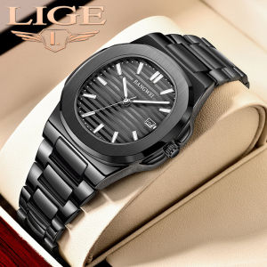 LIGE watch for mans Digital Mens Watches Top Luxury BANGWEI Series Quartz Wristwatch For Men All Steel Waterproof Clock+