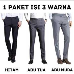 Beli 1 dapet 3 Celana Bahan Formal Kantor Kerja Pria SlimFit Bahan Semiwol Premium Exclusive