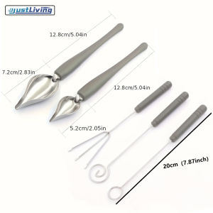 JustLiving Candy Dipping Tools Chocolate Dipping Fork Spoons Set Sauces Drawing Spoon Set Drawing Decorating Spoon Set Stainless Steel Chocolate Fork Chef Art Pencil Spoons Plated Decoration Spoons