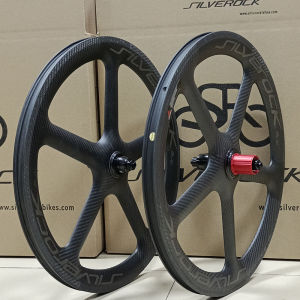 SILVEROCK Carbon Five Spokes Wheels 20in 1 1/8" 451 406 Caliper Brake Rim V Brakes Clincher Compatible for SP18 P8 Blast Storm Folding Bike Minivelo 5 Spokes Wheelset