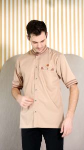 ADRIKNI baju koko pria dewasa lengan pendek warna Moca
