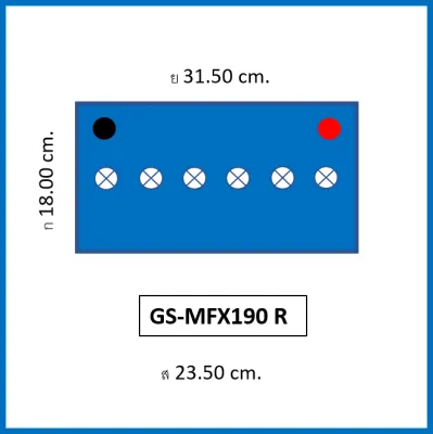 🎖แบตเตอรี่รถยนต์ GS รุ่น MFX190L / R MF 90Ah. พร้อมใช้ ไม่ต้องเติมน้ำ / สำหรับรถปิคอัพตู้SUV