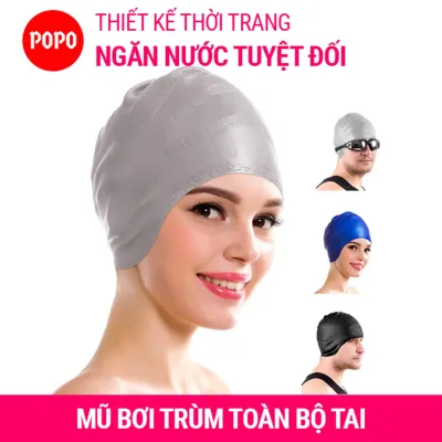 Nón bơi mũ bơi CHÙM TAI chất liệu silicone đàn hồi thiết kế thời trang cao cấp CA33 POPO Collection