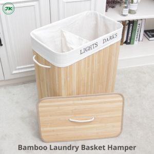 Portable Laundry Hamper & Organizer: The JK Minimalist Bamboo Foldable Laundry Basket