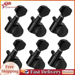 [Ueb]6Pcs Guitar Locking Tuners Reusable Black Locking Tuners String Right Tuning Pegs for Acoustic Or Electric Guitar