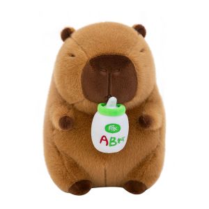 LILI TOY Drink Capybara Plush Doll Apron Stuffed Capybara Plush Toy Sleeping Mate Toy Cartoon Capybara Fluffty Doll Home Decor