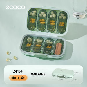 Hộp chia thuốc 7 ngày ECOCO tích hợp nghiền thuốc di động thế hệ mới thiết kế nhỏ gọn thông minh bảo vệ thuốc chống ẩm