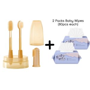 CuddleB 3pc Baby Silicone Toothbrush Tongue Cleaner Oral Care Berus Gigi Baby Pembersih Lidah