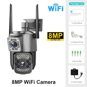 8MP Wifi Camera Audio CCTV Surveillance Outdoor Digital Cam Night Vision Wireless Waterproof Dual Lens Dual Image Camera