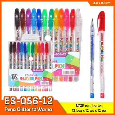 Pulpen Gel Glitter Warna-warni / Pena Gel / Pulpen Glitter / Glitter Pen Squeezy Coloring First 12 Warna / Cod / Keep Blessing