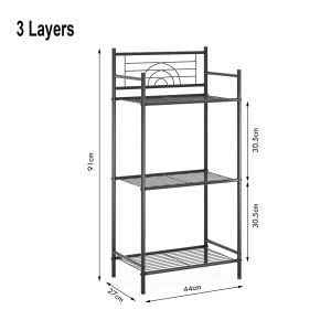 Bathroom Organizer Multi‑Tier Iron Bathroom Storage Rack Heavy‑Duty Bathroom Organizer Metal Standing Organizer Shelf for Bathroom Kitchen Laundry Room