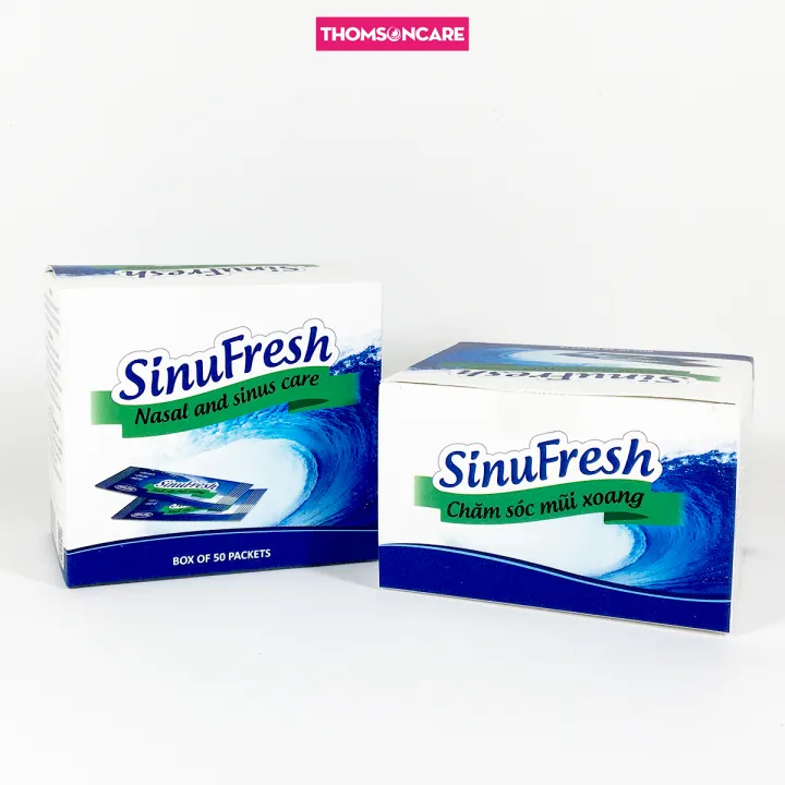 Muối rửa mũi xoang - Sinufresh của Cát Linh Hộp 50 gói từ muối biển Nano vệ sinh mũi giảm ngạt nghẹt mũi
