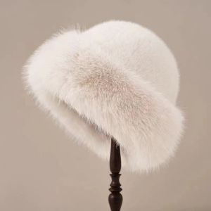 SIMPLETEN Warm Fluffy Fur Bucket Hat Thicken Cold Plush Fisherman Hat Cover Head Cap Panama Cap Women