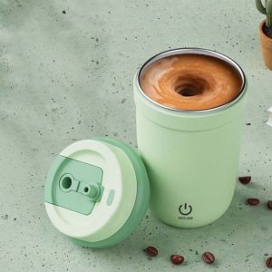 FAIRY 400มล. แก้วกาแฟกวนเอง เครื่องนวดไฟฟ้า เหล็กไร้สนิม แก้วน้ำสำหรับเด็ก ถ้วยน้ำน้ำ มีหลุมฟาง ถ้วยผสมอัตโนมัติ ออฟฟิศสำหรับทำงาน