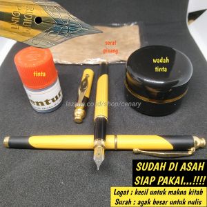 paket pena kalam tutul sudah di asah siap pakai untuk maknani kitab surah fountain pen pentul kecil besar lugoh petuk