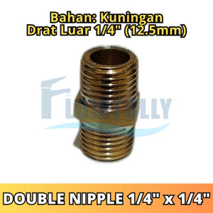 DOUBLE NIPPLE 1/4 x 1/4 INCH KUNINGAN NEPEL DOBEL DRAT LUAR