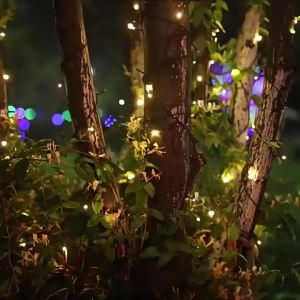 SXH Ground Plug Solar Peach Blossom String Lights Outdoor Garden Patio Camping Tent Lawn Atmosphere Light