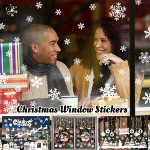 Xmas Decal Set Merry Christmas Window Stickers Santa Claus Deer Xmas Tree Snowflake Window Wall Sticker
