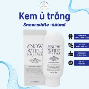 Kem ủ trắng toàn thân Secret Key Snow White Milky Pack 200g dưỡng trắng cấp ẩm kem dưỡng thể
