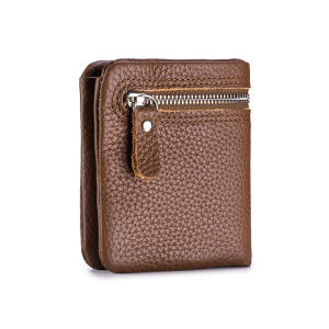 High-End Niche Vertical Zipper Multifunctional Wallet Soft Cowhide Simple Short Wallet