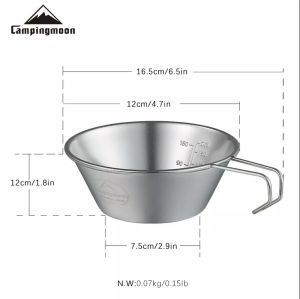 Campingmoon Stainless Steel Camping Sierra Cup Lightweight Compact Hiking Coffee Mug Bowl