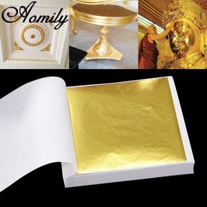 100 Lembar Kertas Foil Emas Gold Leaf Foil Sheet Kertas Prada Sepuhan  Gilding