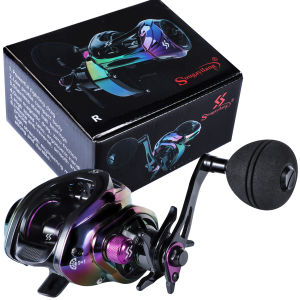 Sougayilang Fishing Reel Original Baitcasting Reel 8.0:1 High Speed Double Brass Gear Magnetic Brake System for Surfing Saltwater