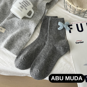 Kaos kaki wanita musim semi gugur dingin pita panjang sebetis  women socks season spring autumn ribbon YM2465