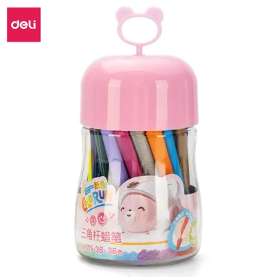 Bút sáp màu hữu cơ gấu con Deli - An toàn cho bé không vấy bẩn tay - 12/24/36 màu - Tô màu vẽ tranh học sinh trẻ em HM715