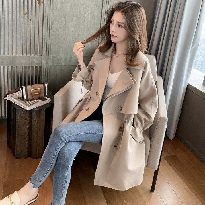 Plus Size S-3XL Women Long Trench Coat Spring Autumn Winter