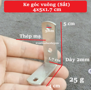 Ke góc vuông (Sắt) 4x5x1.7 cm - lỗ Ø 5mm - Dày 2mm - #vattuducduyen
