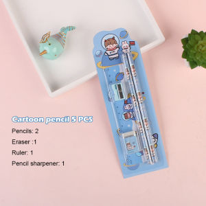 5in1 Stationery Set Pencil Set For Kids Ruler Sharpener Eraser Character Pencil For Children School Supplies Gift