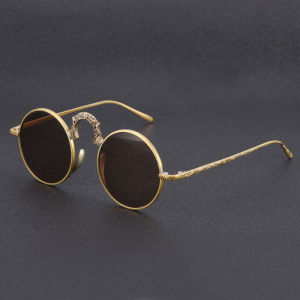 Vintage Genuine Crystal Glasses Men's Sunglasses High-end Old Material Stone Glasses Middle-aged and Elderly Cool Non-prescription Glasses Round Frame Hot