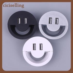 [ciciselling] 50MM Wire Hole Cover Round Home Office Table Outlet Port Line Box Computer Desk Cord Grommet With 2 Port USB Cable Organizer