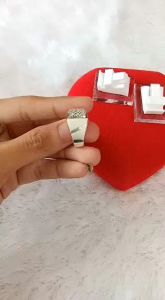 Cincin cor mata2 kotak doff Perak 925 Sepuh Emas Putih