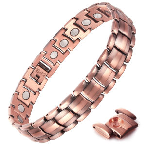 LISM Hot Sale Pure Red Copper Mens Bracelet Magnet Energy 4-in-1 Health Particles Fashion Jewelry Gift