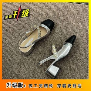 Free Shipping Silver Pearl Retro Open-Back Sandals For Women New Summer Style High-End-Inspired Closed-Toe Sandals