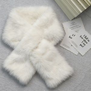 NEXTYOO Faux Fur Plush Scarf Soft Short Fur Collar All‑match Solid Color Neck Wrap Autumn Winter