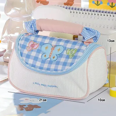 Tas Pensil Besar Kotak Pensil Lucu Motif Boneka tas tangan Tas Pena Genggam Tempat pensil Multifungsi Stationery