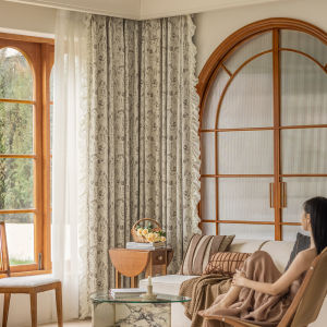 AnneyOneDecor High-end Thick Chenille Blackout Curtains Elegant Floral Printed Design with Lace Trim Draperies Soft Fabric with Perfect Drape Curtains for Living Room Bedroom