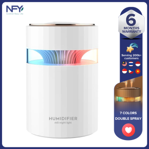2023 New USB 1L High Capacity Humidifier Colorful Night Light USB Dual Nozzles Home Desktop Silent Humidifier