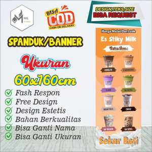 Spanduk Banner Ukuran 60x160cm STICKY MILK Free Custom Design Dan Ukuran