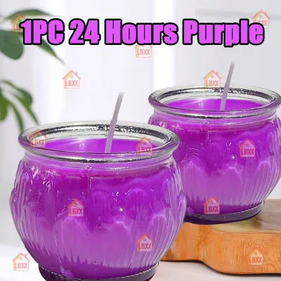 批发 Smokeless Candle 24 hours Lotus Shape Glasses Veg Oil Praying Butter lamp Candle莲花酥油灯24小时玻璃