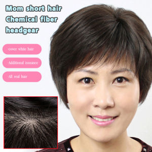 Synthetic Wig Cap with Short and Natural Straight Hair Full Head Coverage Perfect for Mature Women