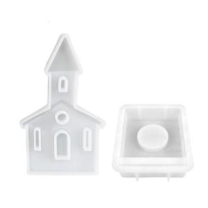 Lâu Đài hình dạng chủ khuôn với cơ sở để làm chủ trang trí nội thất tealight chủ trang trí đúc nhựa Epoxy